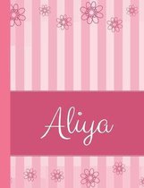Aliya: Personalized Name College Ruled Notebook Pink Lines and Flowers