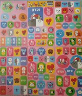 2x BANGTAN stickers *Random* alle 7 members Kpop groep BTS (of BT21)+ 1 BTS enamel pin/badge