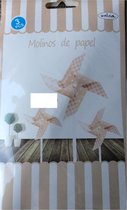 Taupe windmolens op stokje - 3 stuks - babyshower - kraamfeest - versiering