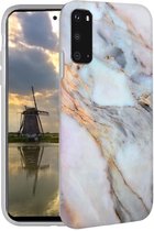 Marmerprint cover geschikt voor Samsung Galaxy S20 Hoesje Marmer Wit