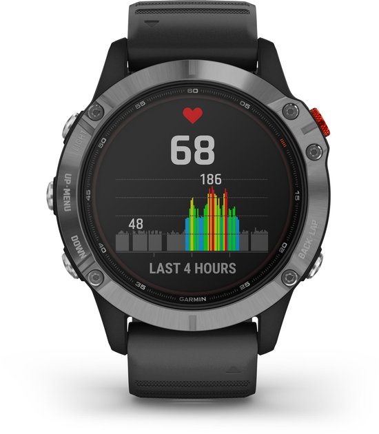 Garmin Fenix 6 Solar - Multisport horloge - 47 mm - Zilver/zwart