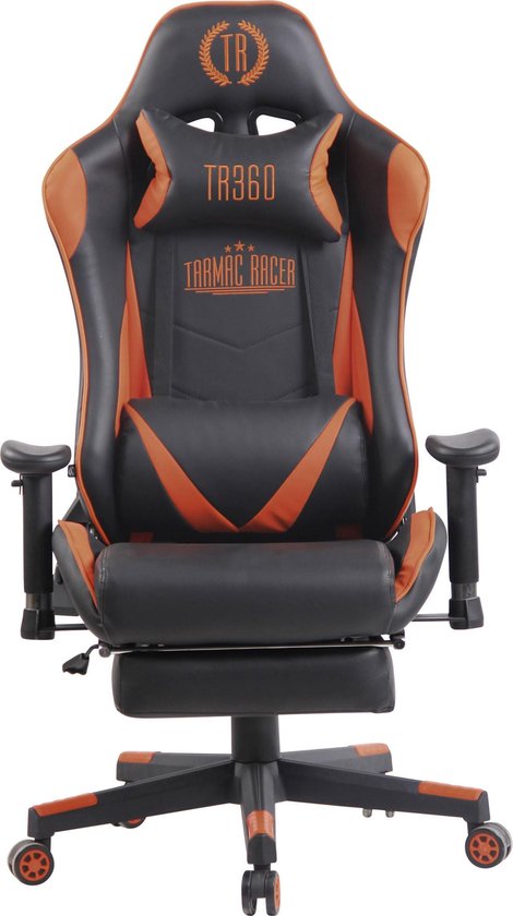 Gamingstoel kunstleer - met massagefunctie - zwart/oranje - 53x71x136