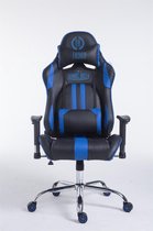 Gamingstoel kunstleer - zonder voetensteun - zwart/blauw - 135x70x135