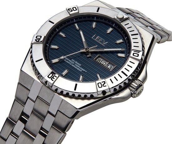 bol.com | NEEV - Blauw - Horloges voor Mannen Ø42 mm - Stainless Steel Sieraden -...