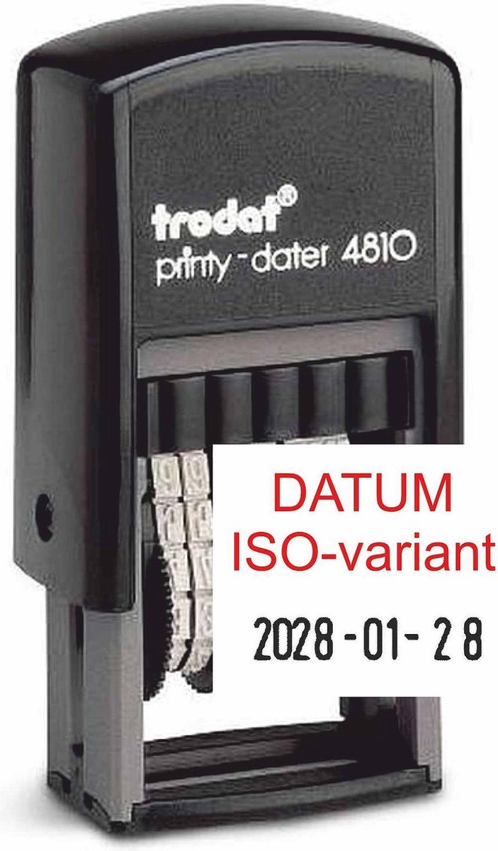 Trodat Printy dater 4810 3,8 mm. datum cijfers ISO U zw/zw - Trodat