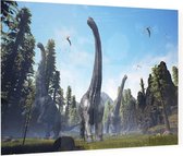 Dinosaurus groep langnekken (Alamosaurus) - Foto op Plexiglas - 90 x 60 cm