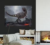 Dinosaurus T-Rex screamer volcano - Foto op Plexiglas - 80 x 60 cm