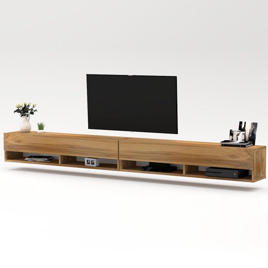 Home - Tv Alano 280 cm - Eiken - Zwevend - Tv kast meubel | bol.com