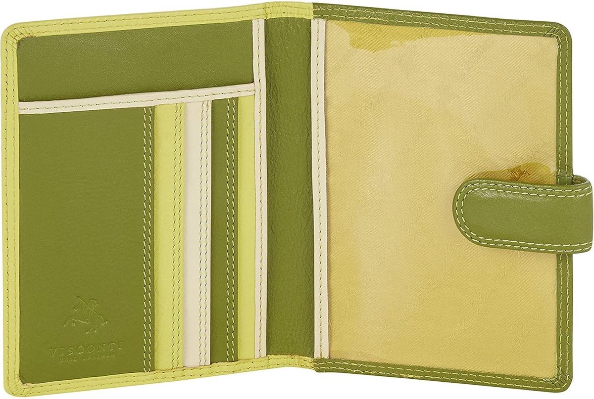 Visconti Paspoort Portemonnee - Paspoorthouder - Leer - RFID - Rainbow Collectie - Groen-Multi (RB75 LM)