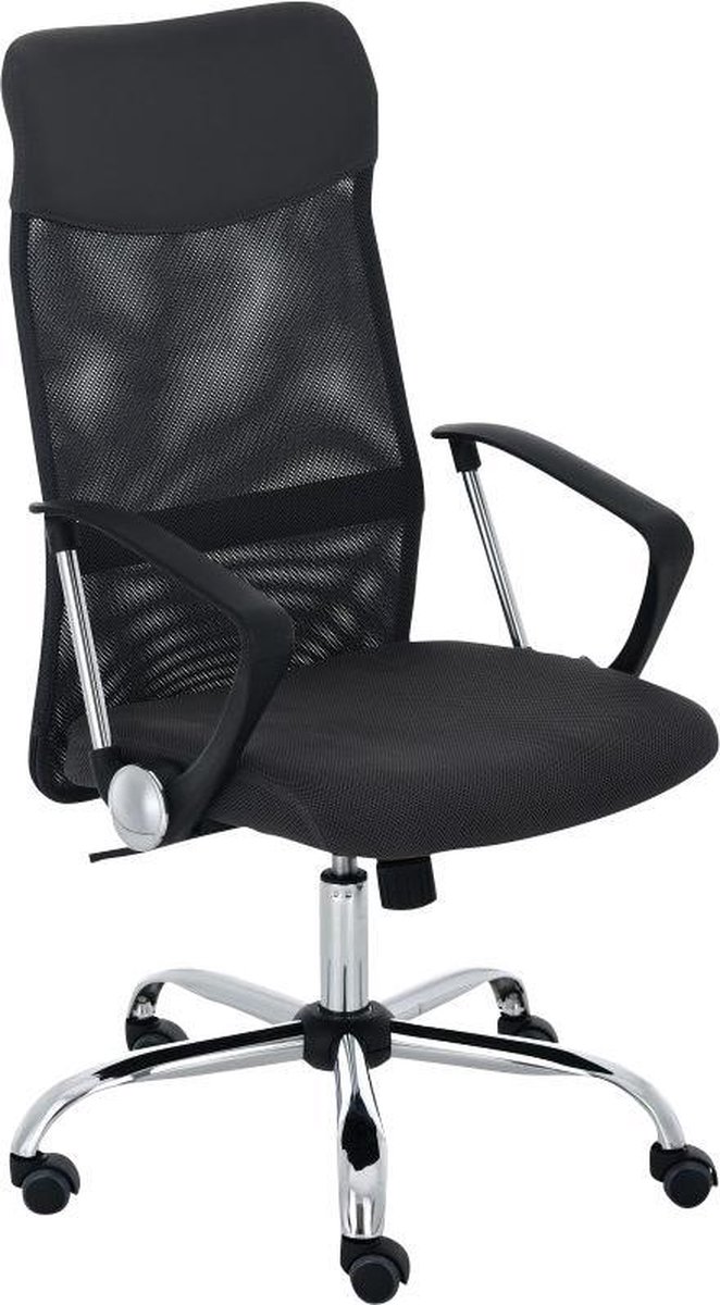 Bureaustoel - Ergonomische bureaustoel - In hoogte verstelbaar - Armleuning - Gaas - Zwart - 60x63x118 cm