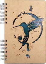 KOMONI - Duurzaam houten Bullet Journal - Gerecycled papier - Navulbaar - A4 - Stippen -   Kolibrie