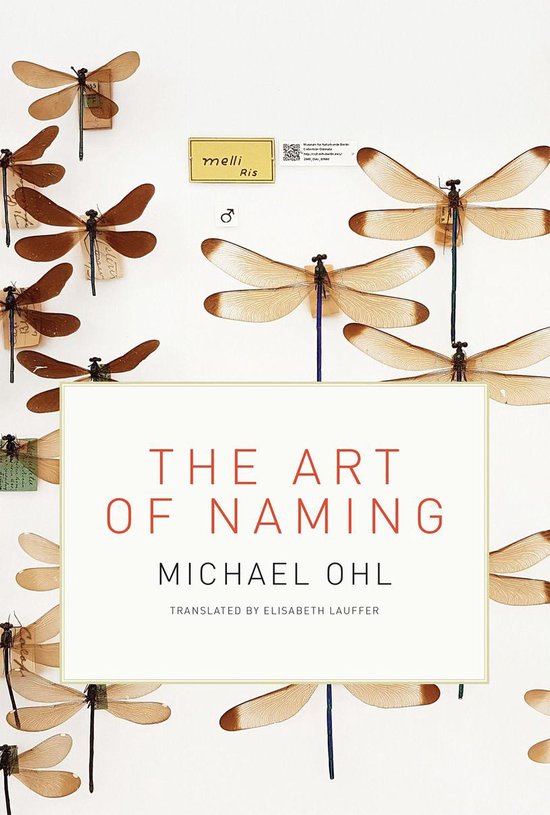 Boekomslag van 'The Art of Naming' van Michael Ohl, met bruine libellen op een witte achtergrond.