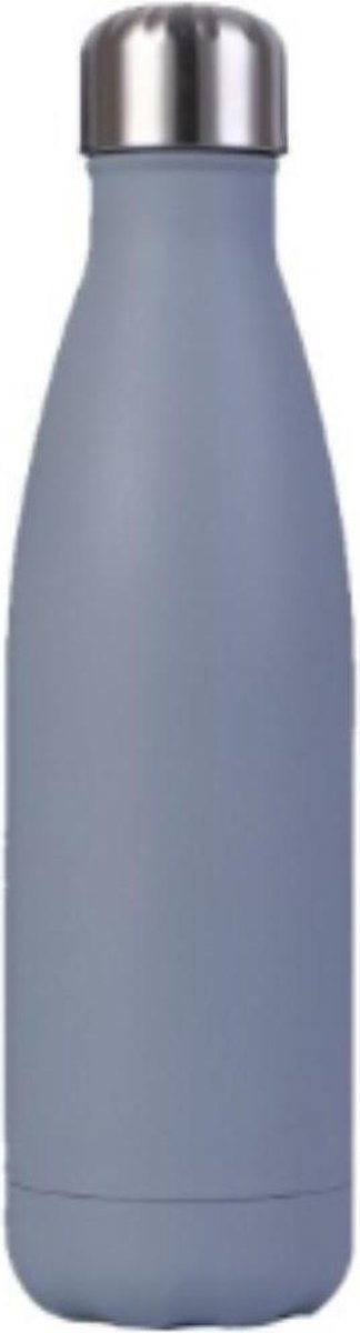 Drinkfles - Thermosfles - Rubber coating - Antislip - Dubbelwandig - RVS - Grijs - 0.5 liter