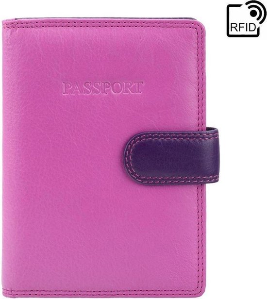 Visconti Passport Wallet - Passport Holder - Cuir - RFID - Rainbow Collection - Violet-Multi (RB75 BY)
