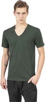 Urban Classics Heren Tshirt -S- Melange V-Neck Pocket Groen