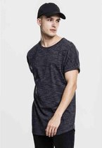 Urban Classics Heren Tshirt -S- Long Space Dye Turn Up Zwart/Wit