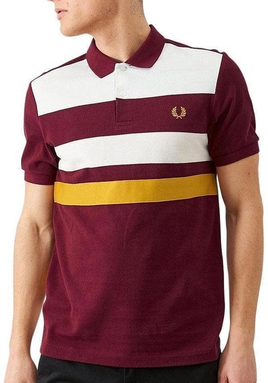 Fred Perry - Tape Detail Polo Shirt - Herenpolo - M - Rood | bol