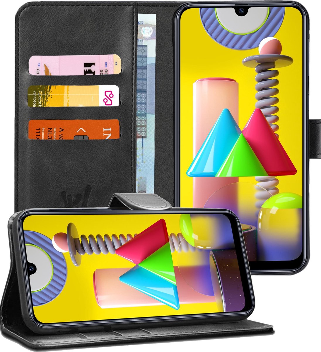 Hoesje geschikt voor Samsung Galaxy M31 - Book Case Kunstleer Pasjeshouder Zwart