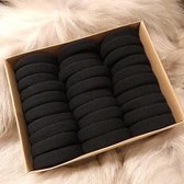 Set 50 stuks meisjes - dames haarelastiekjes zwart - elastisch goede kwaliteit elastieken zonder metaal - 4 cm diameter - rekbaar - zonder doosje geleverd