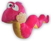 Pluche Slang Roze/Geel Knuffel 35 cm