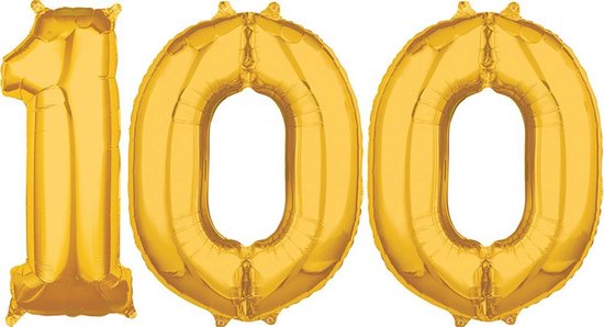 Machtigen Kanon Consumeren Gouden 100 cijfers ballonnen helium gevuld | bol.com