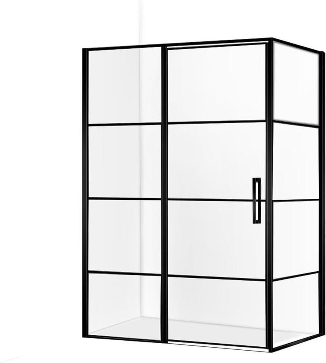 Diamond Line Collins - Douchecabine - 120x90 - Rechthoek - Mat Zwart - Draaideur Links - Antikalk - Helder Glas - 8mm Veiligheidsglas - Easy Clean