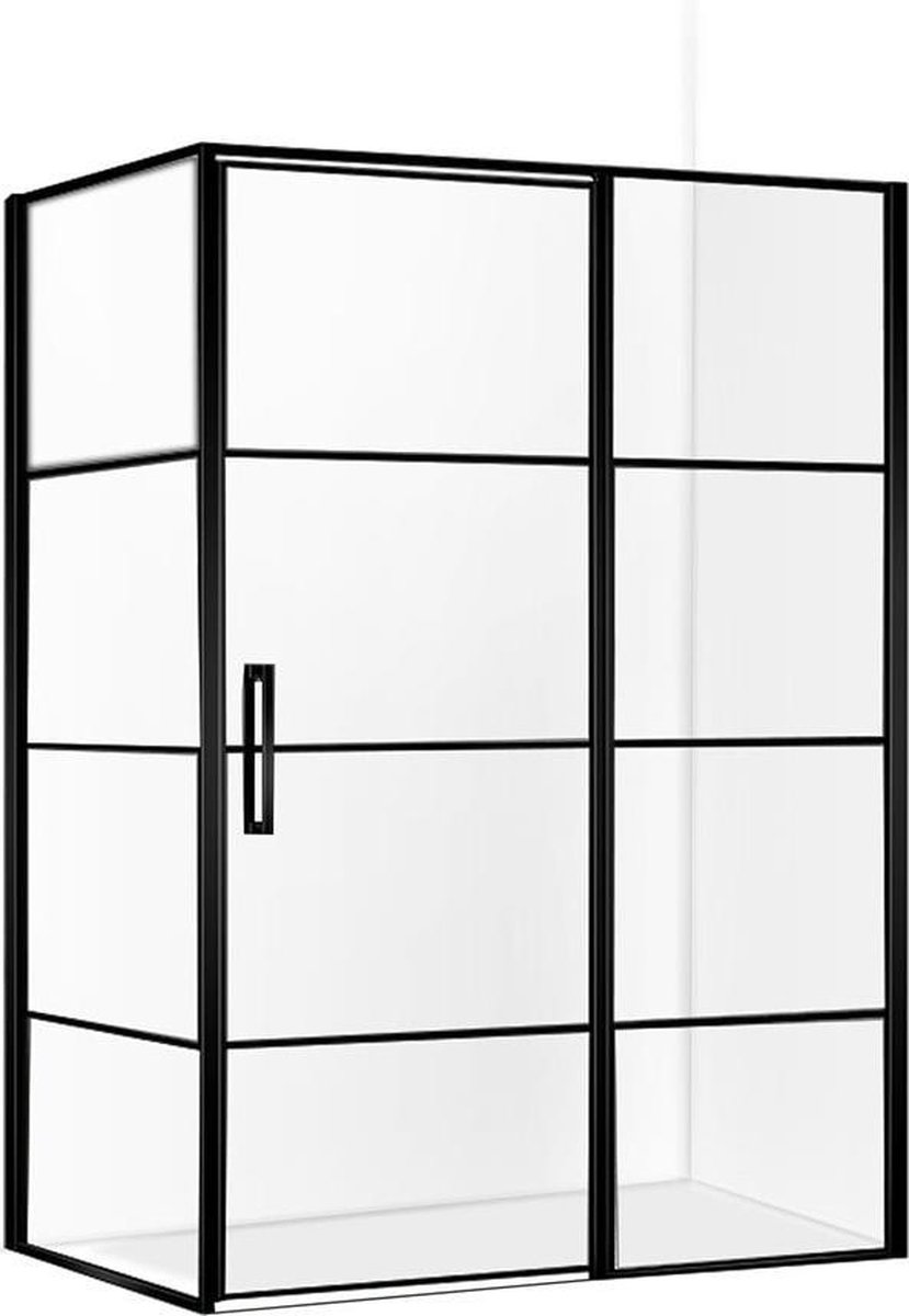 Diamond Line Collins - Douchecabine - 120x90 - Rechthoek - Mat Zwart - Draaideur Rechts - Antikalk - Helder Glas - 8mm Veiligheidsglas - Easy Clean