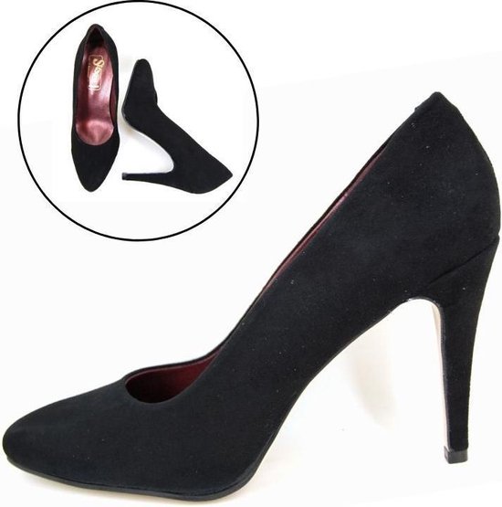 Stravers - Maat 35 Stiletto Hakken Chic Zwart Suede. Kleine Maten Pumps Hoge Hak