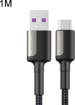 Let op type!! Kuulaa KL-X12 5A USB naar USB-C/type-C zink legering Snellaadkabel  lengte: 1M (zwart)