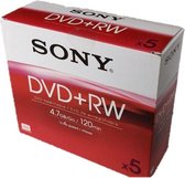 "Sony DVD+RW 120min/4,7GB 4x - 5 stuks / jewelcase"