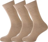 Sokken heren naadloos 3 paar - 85% katoen - Donker beige - Sokken Heren - Maat 43/47