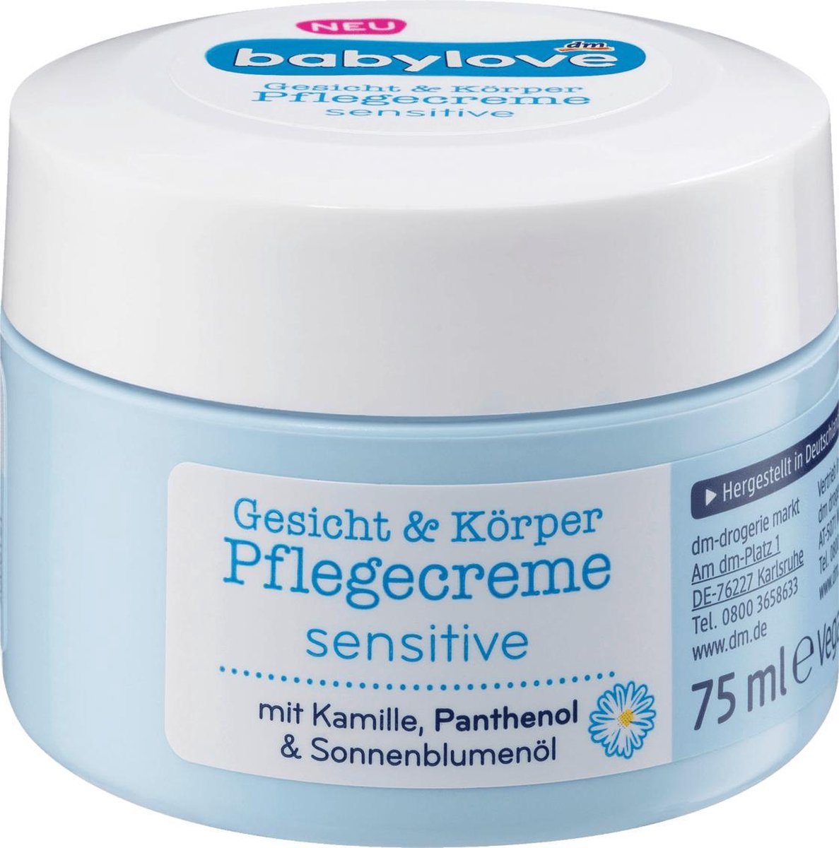 Goedkoopste babyLove Verzorgende crème gevoelig - Gevoelige babycrème - met kamille, panthenol, zonnebloemolie (75 ml