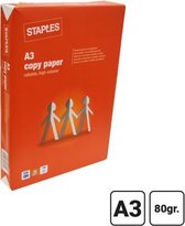 Staples Copy papier - A3 - 80 g/m² - Pak 1 x 500 vel - Kopieerpapier - Wit