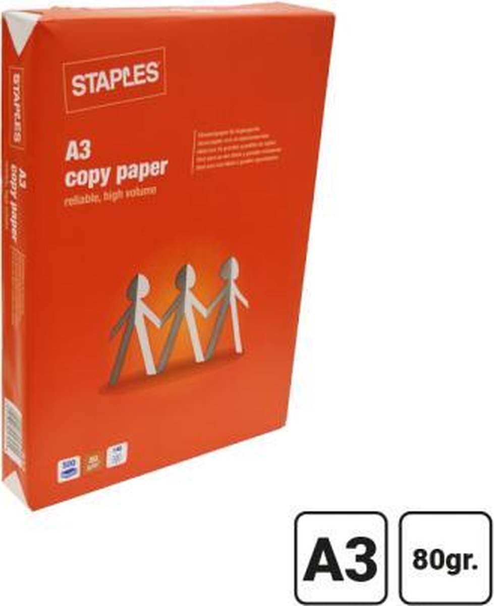 rekruut slang ader Staples Copy papier - A3 - 80 g/m² - Pak 1 x 500 vel - Kopieerpapier - Wit  | bol.com