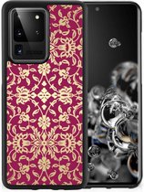 Smartphone Hoesje Geschikt voor Samsung Galaxy S20 Ultra Beschermhoesje met Zwarte rand Barok Pink