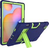 Samsung Galaxy Tab S6 Lite Hoes - Schokbestendige Back Cover - Hybrid Armor Case - Blauw/Groen