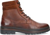 Manfield - Heren - Cognac leren veterboots - Maat 44