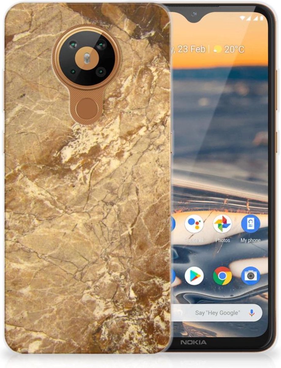 Nokia 5.3 TPU Siliconen Hoesje Marmer Creme
