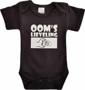 Zwarte romper met "Oom's lieveling" - maat 80 - babyshower, zwanger, cadeautje, kraamcadeau, grappig, geschenk, baby, tekst, bodieke