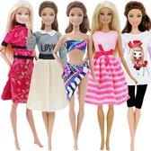 Set barbie kleding met Chinese jurk, Bikini, Plooirok, roze jurkje, shirt & legging - Kleertjes voor modepop
