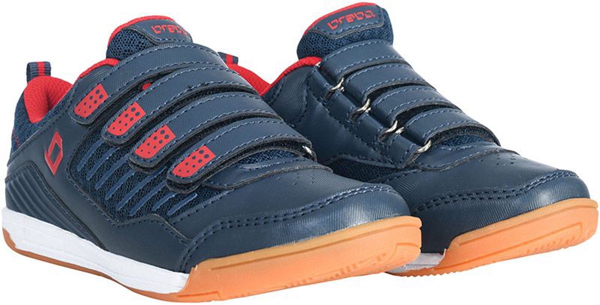 Brabo Velcro Indoor Hockeyschoenen Kinderen - Navy/Red - Maat 29