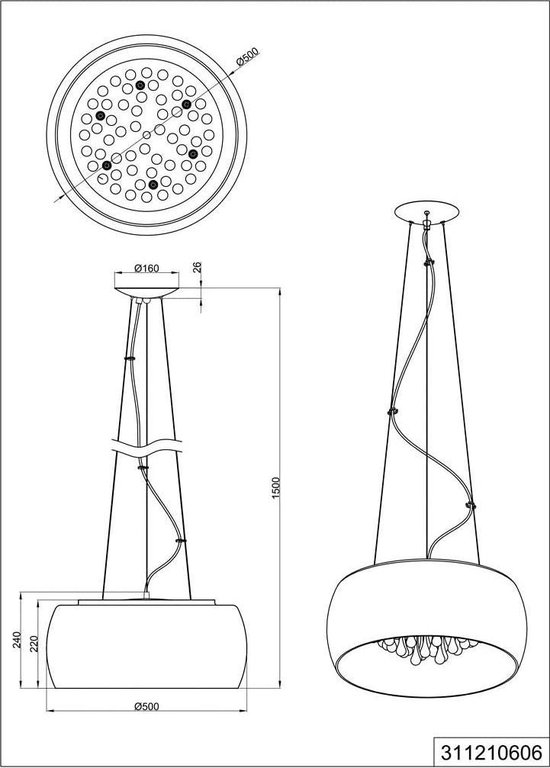 Suspension TRIO Vapore chrome