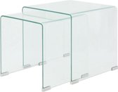 vidaXL Bijzettafel set 2-dlg transparant gehard glas