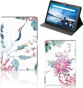 Stand Case Lenovo Tablet M10 Cover met Magneetsluiting Super als Cadeau voor Vriendin Bird Flowers
