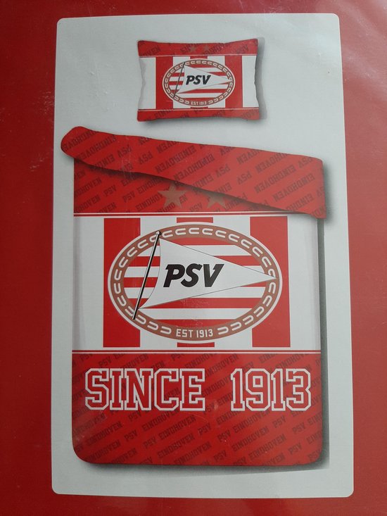 PSV Dekbedovertrek Since 1913 - Eenpersoons - 140x200 cm - Rood/Wit