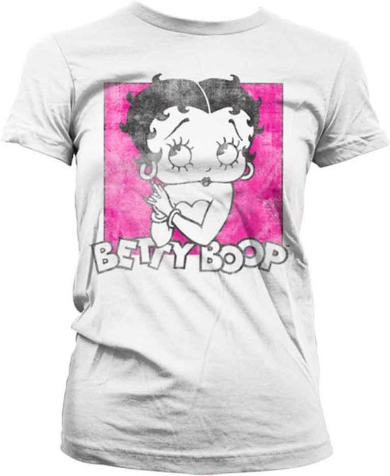 Betty Boop Dames Tshirt -L- Distressed Wit