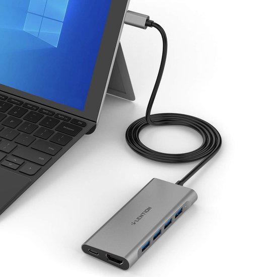 Lention - Câble long USB-C Premium Hub Mega 6 en 1 - Quadra 4x USB 3.0 -  Port de... | bol.com