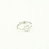 Nana  Dames Ring met letter G  - Ringen Dames- Vrouwen  zilverkleurig letter ringen