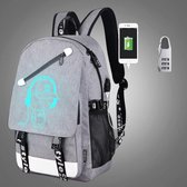 Let op type!! Multifunctionele grote capaciteit Oxford doek muziek jongen grijs rugzak Casual Computer laptoptas met externe USB Interface & -beveiligingsslot opladen voor mannen / vrouwen / 