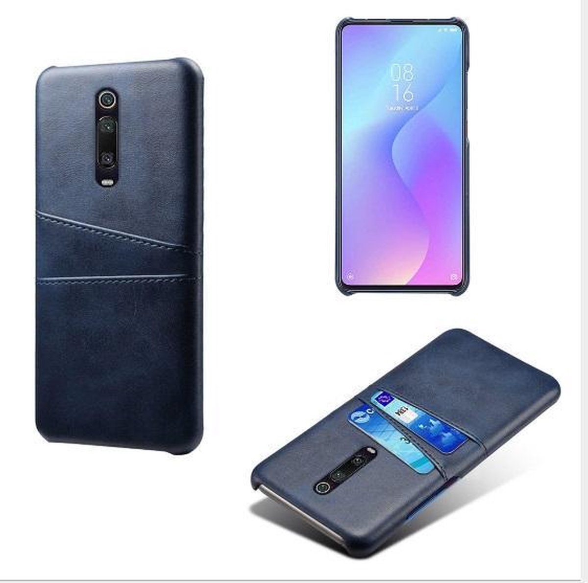 Back Cover met Opbergvakjes + Gehard Glas Screenprotector voor Xiaomi Mi 9T / Mi 9T Pro _ Blauw